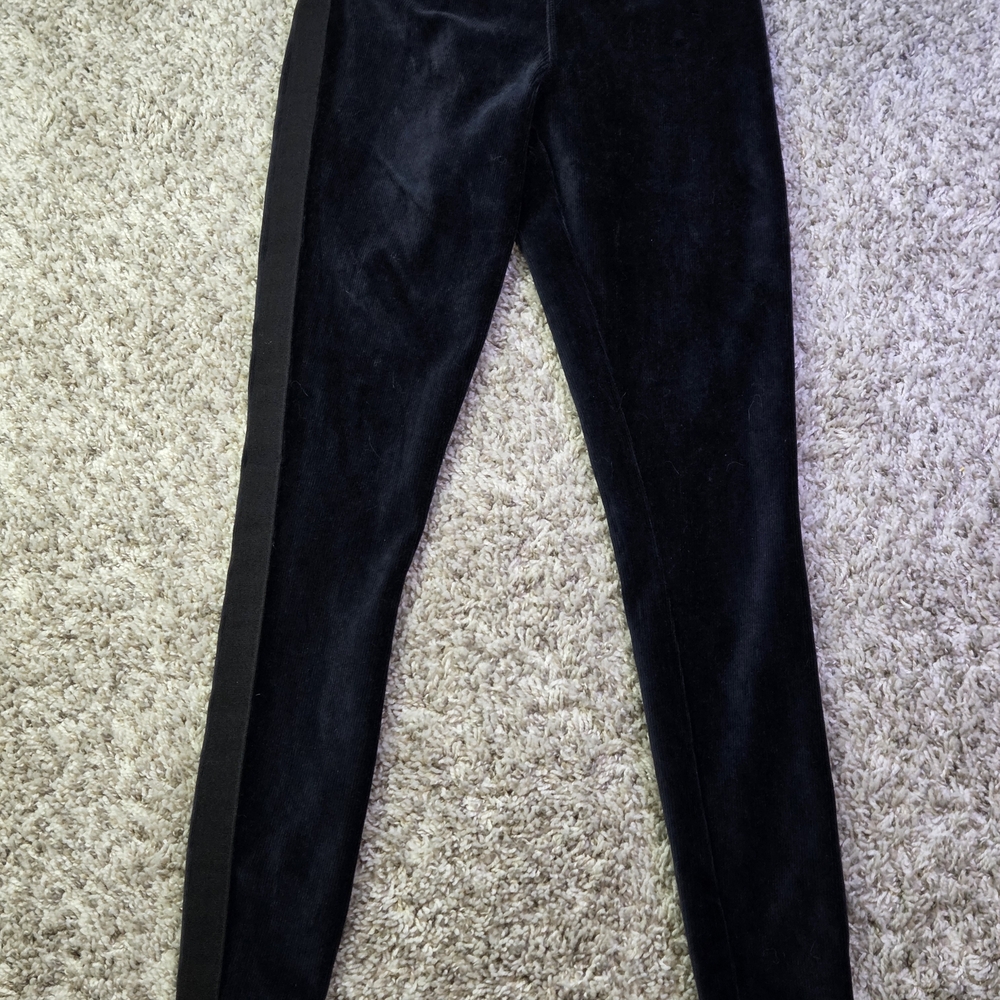 Vineyard Vines XXS Cord Velvet Leggings Jet Black Tuxedo Stripe NWT - Picture 1 of 4